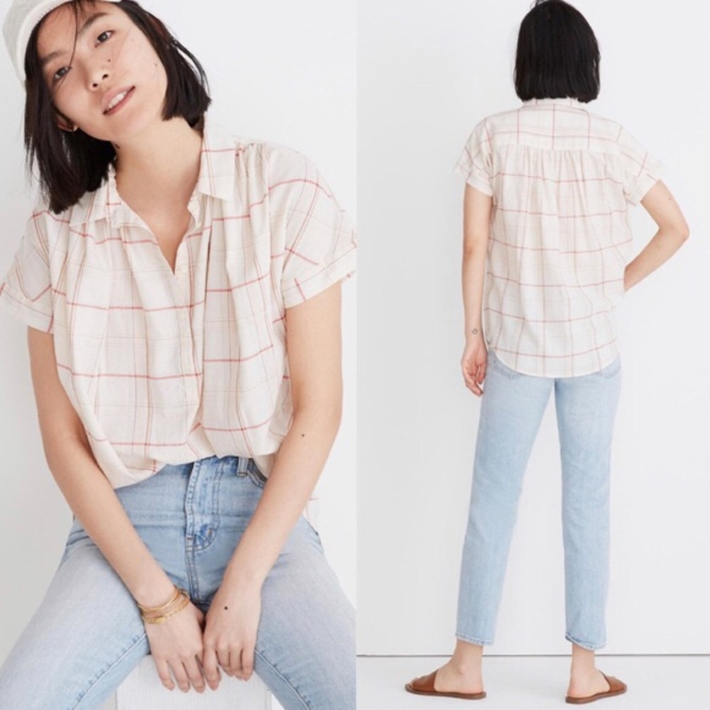 NWT Madewell Central Fine Plaid Popover Shirt - Picture 1 of 4